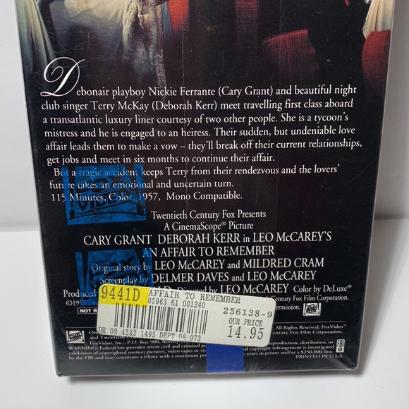 An Affair To Remember VHS 1957 Sealed 20th Century Fox Film C Grant D Kerr - Picture 8 of 10